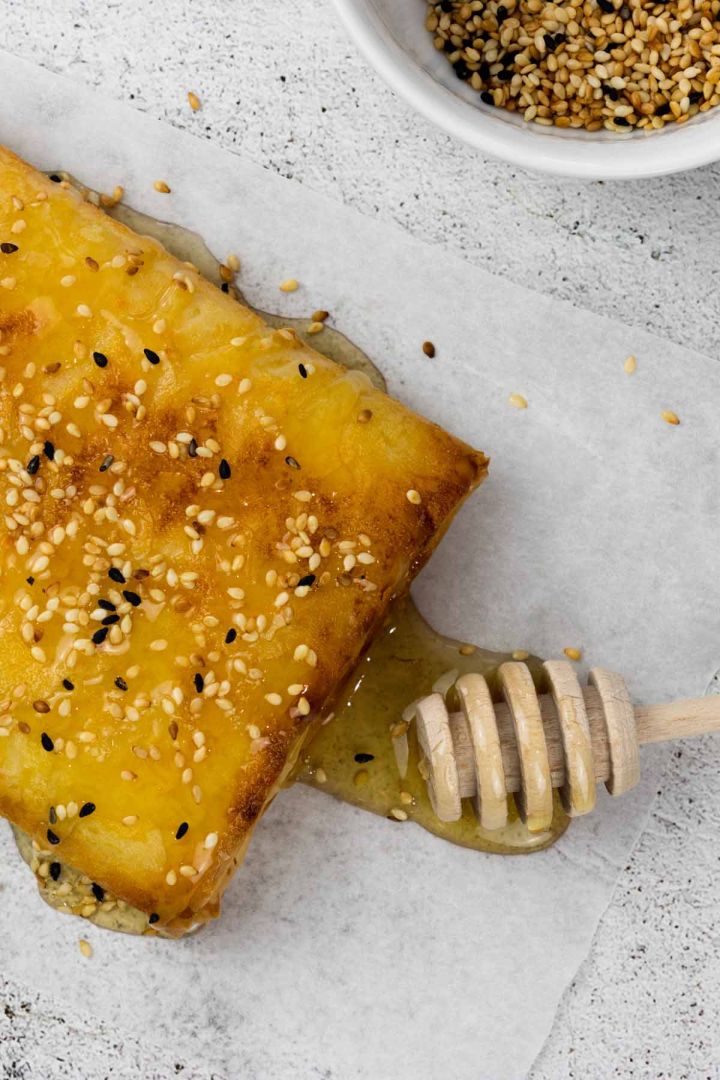 Baked Feta in Filo with Honey and Sesame