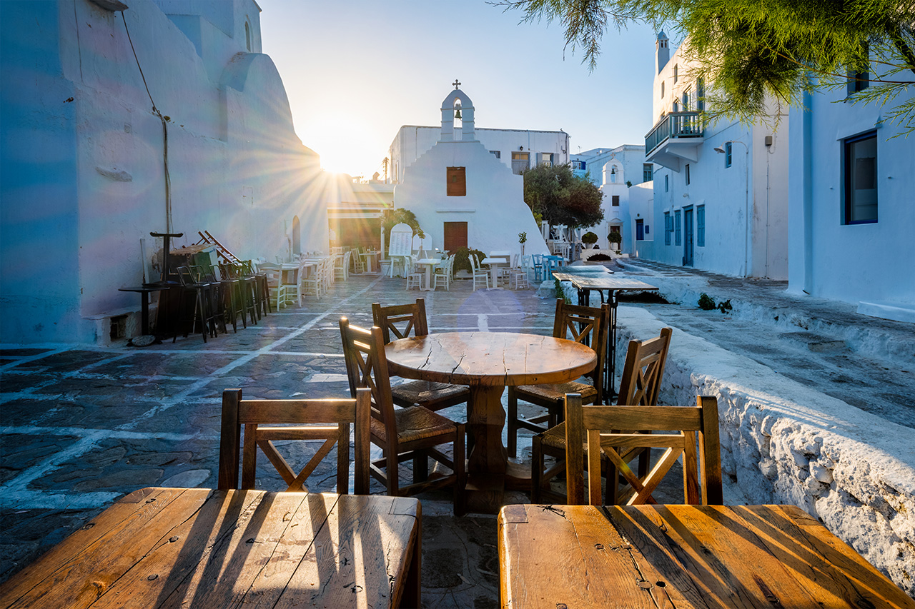 Traditional kafeneio at the village square