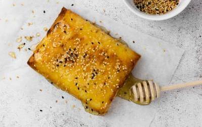 Baked Feta in Filo with Honey and Sesame Video