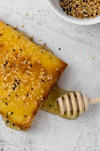 Baked Feta in Filo with Honey and Sesame