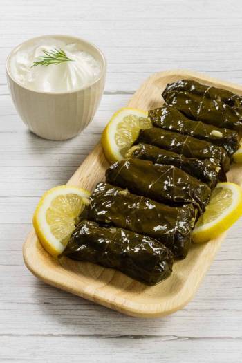 Dolmadakia Stuffed Vine Leaves with Rice