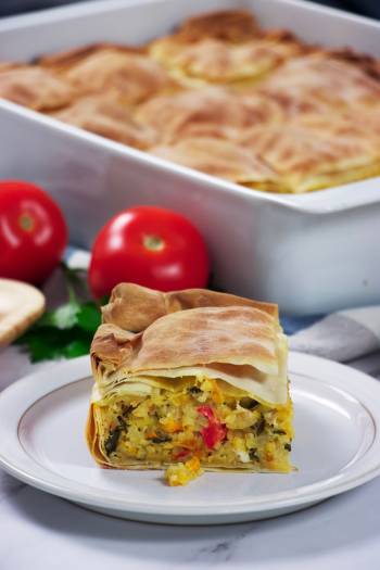 Veggie Bulgur Pie with Filo